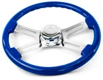 16 Blue Steering Wheel 4 Chrome Spoke Peterbilt Kenworth Freightliner Internati. Fixed Price $179.99.