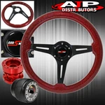 Extender For 89-05 Eclipse + Metallic Red Wood Black Deep Dish Steering Wheel. Fixed Price $83.99.