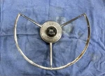 1957 1958 1959 Ford 3-SPOKE Chrome Horn Ring Feg 3624 Bw With Emblem. Fixed Price $20.00.