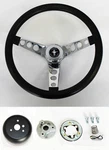 New! 1965 - 1969 Mustang Black Steering Wheel Grant 13 1/2" With Chrome Spokes. Fixed Price $119.92.