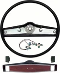 1969-70 Black Steering Wheel Kit With Cherrywood Shroud. Fixed Price $388.82.