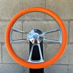14" Billet Steering Wheel Muscle Orange Vinyl Half Wrap Chevy Horn Licensed. Fixed Price $155.82.