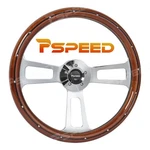 18" Wood Steering Wheel Chrome 3 Spoke Freightliner, Kenworth, Peterbilt, Volvo. Fixed Price $134.99.