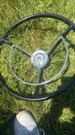 1959 18" Ford Steering Wheel With Horn Gold Chief Center. Fixed Price $300.99.