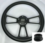 14" Black Billet Steering Wheel Bowtie Horn Button For 1970-1973 Chevy Truck. Fixed Price $222.06.