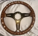 Rare Custom Grip Royal Woodgrain Steering Wheel - Usa United We Stand. Fixed Price $600.00.