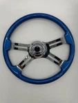 18" Chrome Blue Steering Wheel Fits Freightliner Century, Columbia, FLD120. Fixed Price $249.99.