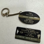 Vtg Johnny Ford Mercury Dickmeyer Motor Co Fairfax Mn Tag & Keychain Set. Fixed Price $20.00.
