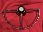 1942-1947 Cadillac Chrome Steering Wheel Horn With Center. Fixed Price $250.00.