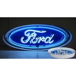 Neon Sign Ford Oval Steel Case Lamp Wall Light Mustang 30" F-150 F100 F350 Truck. Fixed Price $425.00.