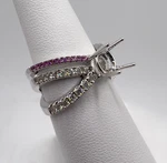 18K White Gold Hearts Fire Harley Wrap Semi-mount Diamond & Sapphire Ring. Fixed Price $4998.00.