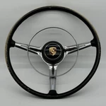 1960-1961 Porsche 356 (T5) Steering Wheel W/ Deluxe Horn Button Lenkrad. Fixed Price $1295.00.