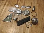 Lot Of Vintage Ford Parts 52-56?? Hubcaps Window One. Fixed Price $89.99.