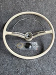 Ivory Vw Bug Steering Wheel & Black Horn Cap Kit Fits Type 1 3 Ghia. Fixed Price $199.99.