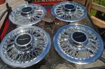 Ford T Bird 14" Wire Wheel Hub Caps Nos Never Used E3SC-1130-AA 83-165-1A. Fixed Price $190.00.