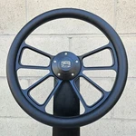 14" Black Spoke Steering Wheel W/ Vinyl Half Wrap/ Forever Sharp Horn. Fixed Price $150.99.