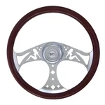 Steering Wheel 3 Spoke Mud Flap Girl 18" Wood Rim For Kenworth, Peterbilt........ Fixed Price $273.33.