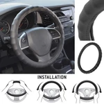 Car Steering Wheel Cover Genuine Custom Leather 15" Large Black For Auto Van Suv. Fixed Price $19.90.