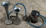 Vintage Sears Allstate Air Horns With Stebel Compressor Untested. Fixed Price $75.00.