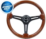 New Nrg Steering Wheel Brown Wood Grain Black Spokes 350MM 3" Deep RST-018BR-BK. Fixed Price $198.00.