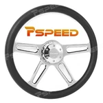 18" Leather Steering Wheel Chrome 3 Spoke Freightliner Kenworth Peterbilt Volvo. Fixed Price $110.39.