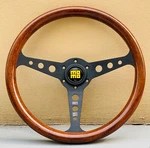 Universal Heritage Indy Black Woodgrain Mahogany Steering Wheel 350MM. Fixed Price $99.00.