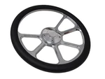 14" Billet Steering Wheel + Adapter For Chevy 69-94 Black Wrap And Horn Button. Fixed Price $199.99.
