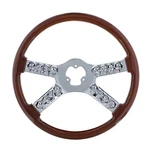 United Pacific 88174 Steering Wheel 18", Chrome, With Skull Accent, Wood. Fixed Price $270.72.