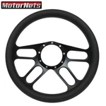 14" Billet Aluminum Steering Wheel Only, Black Leather 4-SLOT Style Gm Hot Rod. Fixed Price $199.99.