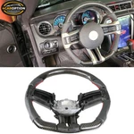 Fits 10-14 Ford Mustang Steering Wheel Real Carbon Fiber Leather W/ Red Stitch. Fixed Price $287.99.