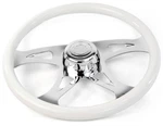 18 White Steering Wheel 4 Chrome Spoke Peterbilt Kenworth Freightliner Intern. Fixed Price $179.99.