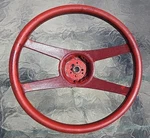 Used 1971-1981 Camaro Carmine Red 4 Spoke Steering Wheel Gm 9752585-1. Fixed Price $100.00.