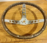 13.5" Vintage Real Wood Deep Dish Steering Wheel Chrome Steel Rat Rod Hot. Fixed Price $114.95.