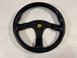 Authentic Momo Ferrari Steering Wheel 3-SPOKE Black Leather Made Italy. Fixed Price $300.00.