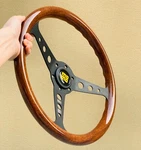Universal Heritage Indy Black Woodgrain Mahogany Steering Wheel 350MM. Fixed Price $98.10.
